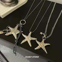 海星デザインのロングネックレス【シルバー・ヒップホップスタイル・ユニセックス】