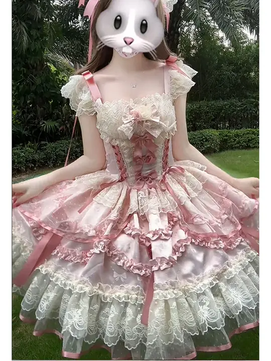 かわいらしいバレエ風ロリータドレス【ピンク・キャミソール・プリンセススタイル】