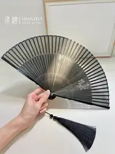 ヴィンテージスタイル折り扇子【シルク・半透明デザイン・舞踊用】