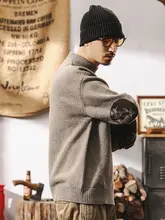 メンズヴィンテージ風ウールセーター【冬用・厚手・ハイネック・ニット】