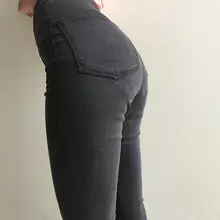 極上の柔らかさのハイウエストスリムフィットデニムパンツ【フリンジ付き・細身・カジュアル】（セットアップ対応）