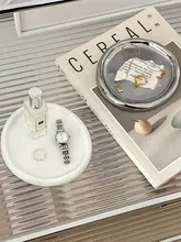 インス風アロマジュエリー展示トレイ【シンプルな陶器製・玄関用・鍵収納・装飾トレイ】