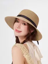 夏用リボン付き麦わら帽子【UVカット・アウトドアイベント用】