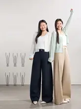 大きいサイ ズのファッショナブルなフィットハイウエストパンツ【ライセールコットン・ワイドレッグストレート】（セットアップ対応）
