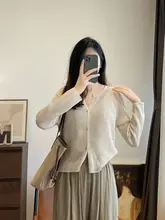 高級天丝リネンカーディガン【透かし編み・UVカット・レディース用・軽量】
