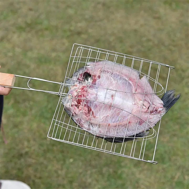 アウトドア用 バーベキュー用 しっかりした網目の焼き魚トング【肉や鶏肉をつかむのに最適】