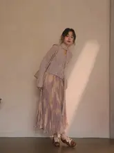 夢のような皺のあるスカート【アート感・不規則な褶皺・女性用・秋用】