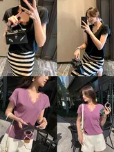Gaby レースパッチワーク半袖Tシャツ【軽やかでコーディネートしやすい・ルーズフィット】