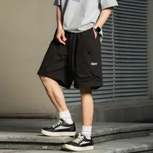 刺繍デザインの工装ショートパンツ【夏用・アウトドア・大きなポケット付き・カジュアル】