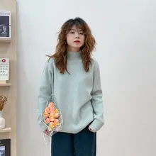 秋冬用 やわらかニットハイネックセーター【ルーズフィット・リブ編み・ベーシックデザイン】