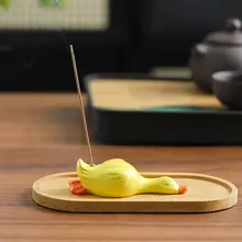 かわいい傾いた黄色のアヒル香立て【デスクトップ飾り・茶道用・香りトレイ】