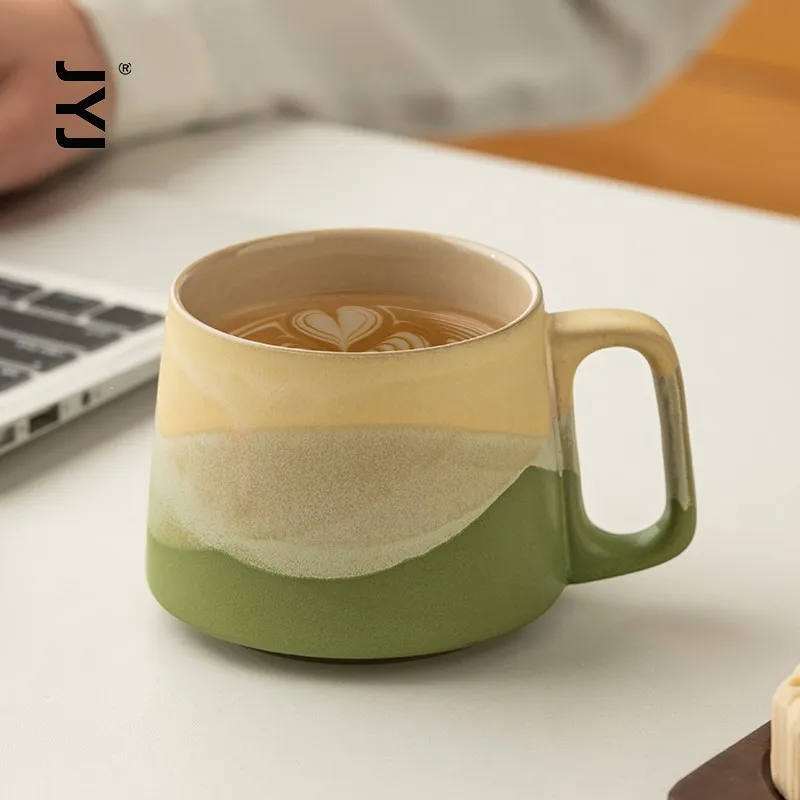 高級陶磁器製ラテマグカップ：日式小清新デザインの女性向けコーヒーカップ