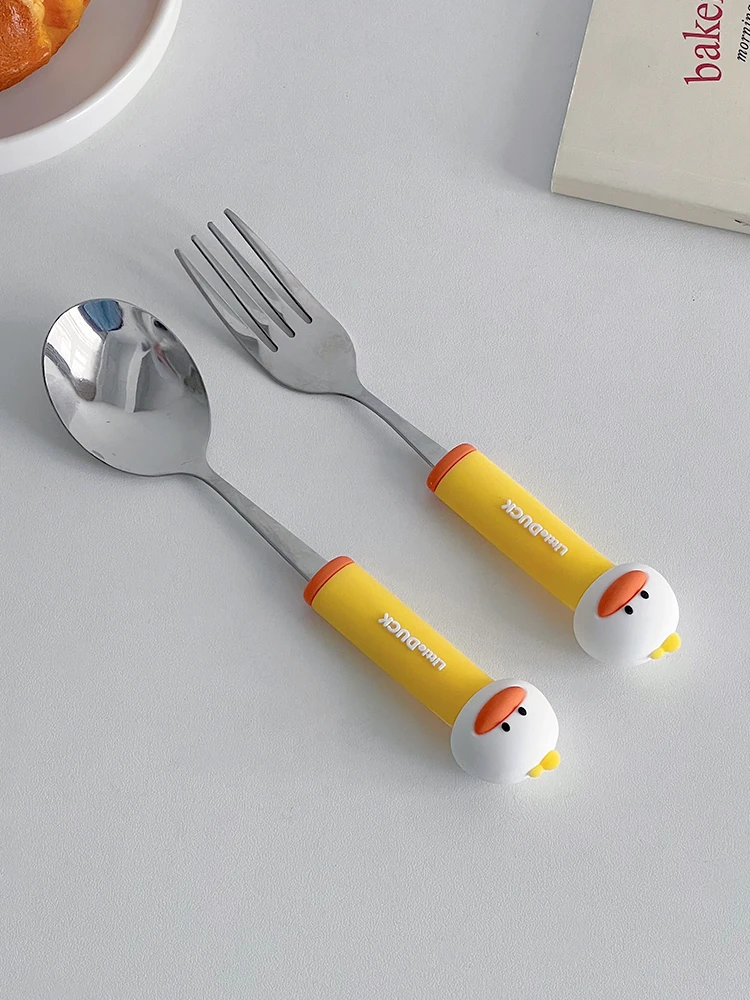 かわいいデザインのスプーンとフォークセット：家庭用・西洋料理に最適な304ステンレス製の使い勝手