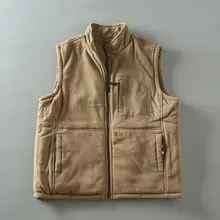 リバーシブル仕様の防風・撥水アウトドア用フリースベスト【メンズ・ミリタリーデザイン・立 Collar】