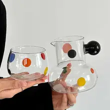 ガラス ドット 茶ポット フルーツポット 耐熱カップ コーヒーカップ 個性的 素材