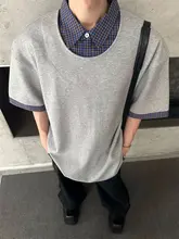 Tシャツ メンズ 半袖 シャツカラー フェイクレイヤード パッチワーク オーバーサイズ カジュアル 夏 おしゃれ トレンド 「MARTHENAUT」