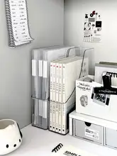 デスク用透明スタンド型ブックエンド【固定式・教科書収納・倒れ防止】
