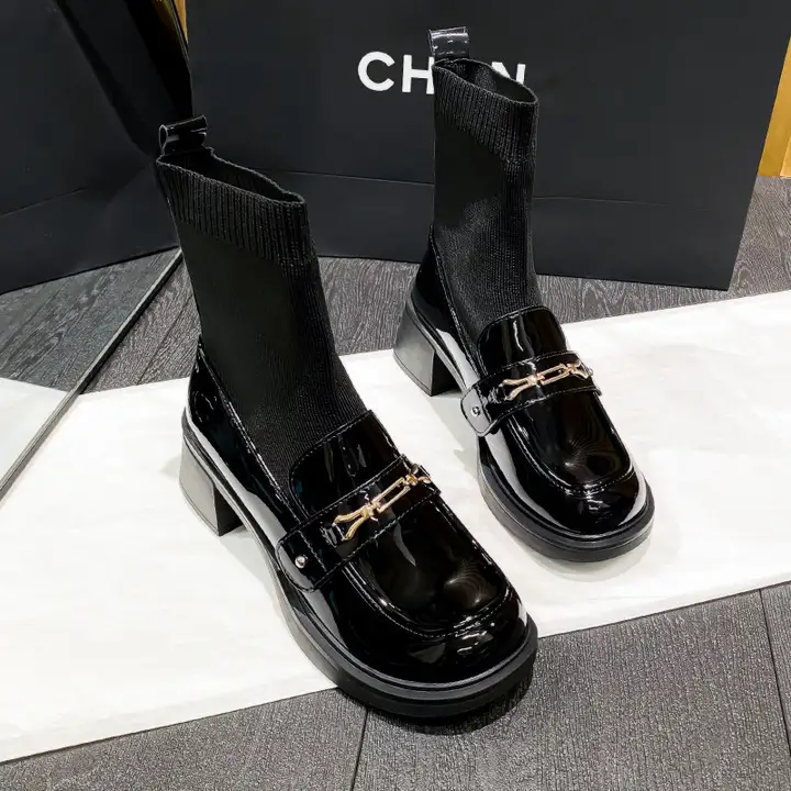 秋冬用加絨ストッキングブーツ【太ヒール・厚底・女性用・大きいサイズ対応】