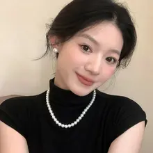 施家 パールマグネットネックレス【軽やかさとエレガンス・フレンチスタイル・ロックボーンチェーン】