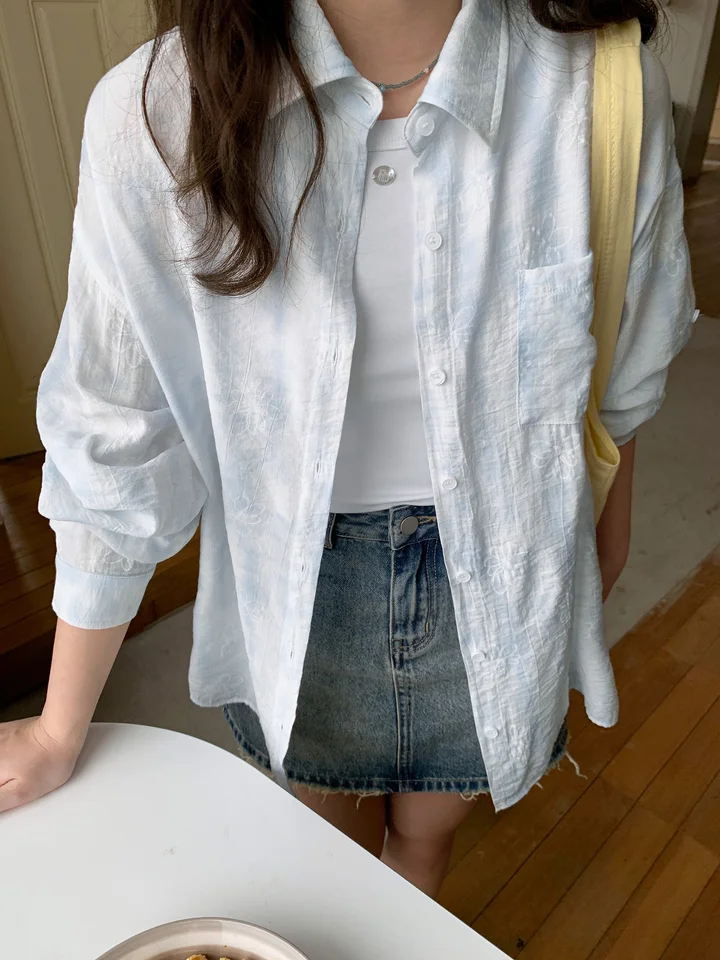 UVカットカーディガン レディース 長袖 薄手 テクスチャー ルーズ 体型カバー 夏