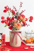 フェイクフラワー 装飾品 引越し 新居 婚約 ブーケ 赤色 お祝い