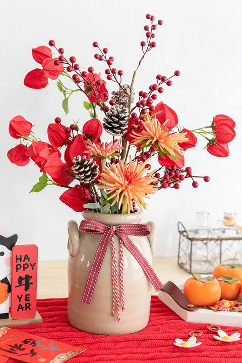 フェイクフラワー 装飾品 引越し 新居 婚約 ブーケ 赤色 お祝い