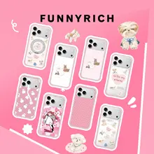 スマホケース レディース シリコン 桜ピンク マグネット 耐衝撃 ストラップホール スタンド付き iPhone15 16 17 18 Pro Max 対応 「FUNNYRICH」