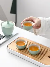 一人用旅行茶器セット【陶器製・ポットとカップ3個・携帯用】