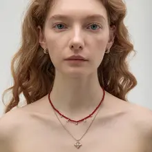 オリジナル二重紅瑪瑙ネックレス【アイリスデザイン・重ね付け・女性用】