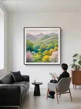 高級感ある手描き油彩アート【日照金山・リビング用・壁掛け装飾】