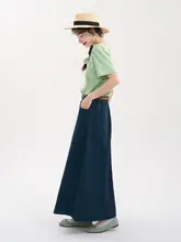 女性用水玉模様のレトロなデニムウェーブスカート