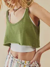 夏用 コットン製 スポーツタンクトップ【ルーズフィット・ croppedデザイン・ラウンドネック】