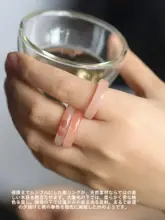 天然桃花酿のピンクジェイドリング【女性用・シンプルデザイン・細身・高級感】