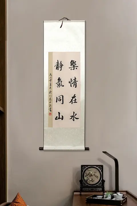 書道用巻物【全綿・空白画軸・古風なデザイン・高級仕上げ】（セットアップ対応）