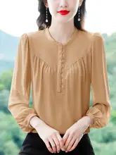 夏のシフォン長袖ブラウス【ゆったりシルエット・スタイリッシュデザイン】