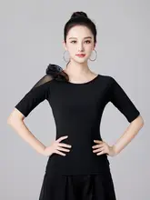 薄手シフォンのラウンドネックダンストップス【ラテン・モダン・演出用】
