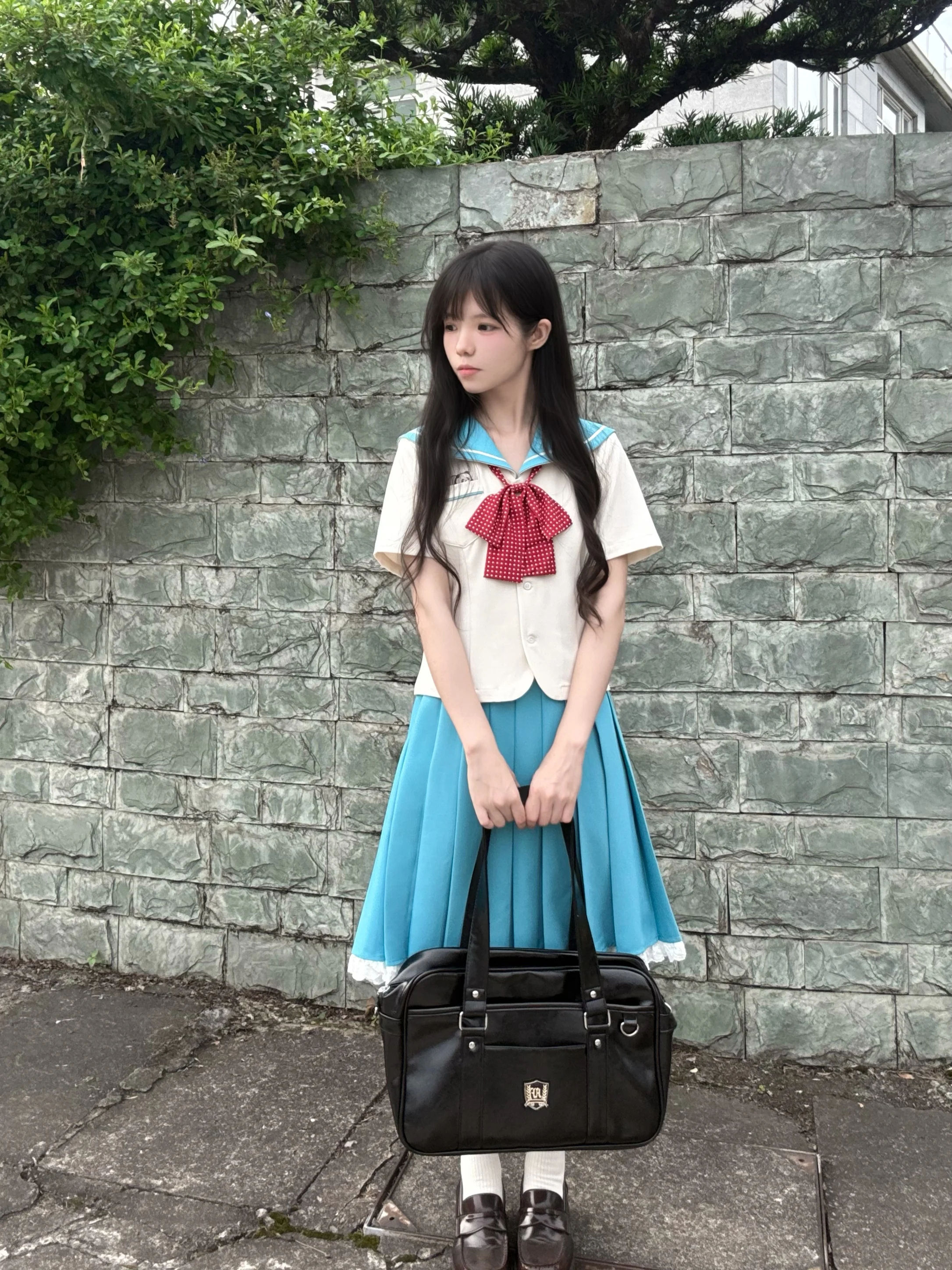 可愛い制服 高校 おすすめ：春風を感じるレディース学院風水手服【ウエストシェイプ・百褶スカート・セットアップ対応】