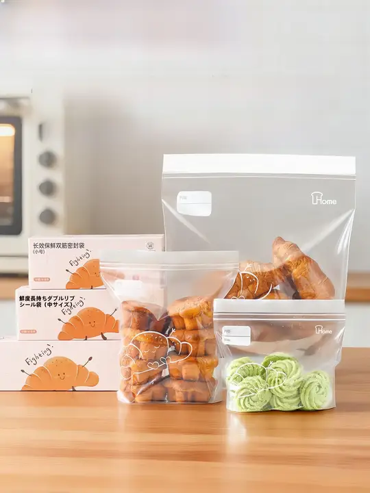 チャック付き保存袋 食品グレード 厚手 家庭用 冷凍 冷蔵 収納