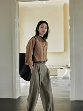 moofeel 高級感あるハイウエストワイドパンツ【秋冬用・ストレートシルエット・ルーズフィット】