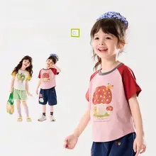 女児用 半袖Tシャツ【コットン100%・プリント・カートゥーンデザイン】