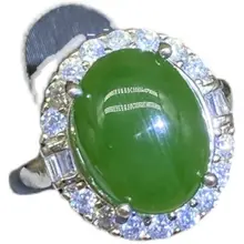 天然和田碧玉使用の豪華リング【開口デザイン・925純銀・白金メッキ】