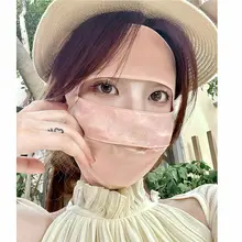 DoggyQin UVカットフェイスマスク【100%桑蚕絲・通気性・ネックガード付き】