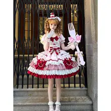 ストロベリー柄可愛いプリンセスドレス【初恋風・短袖・ロリータスタイル】