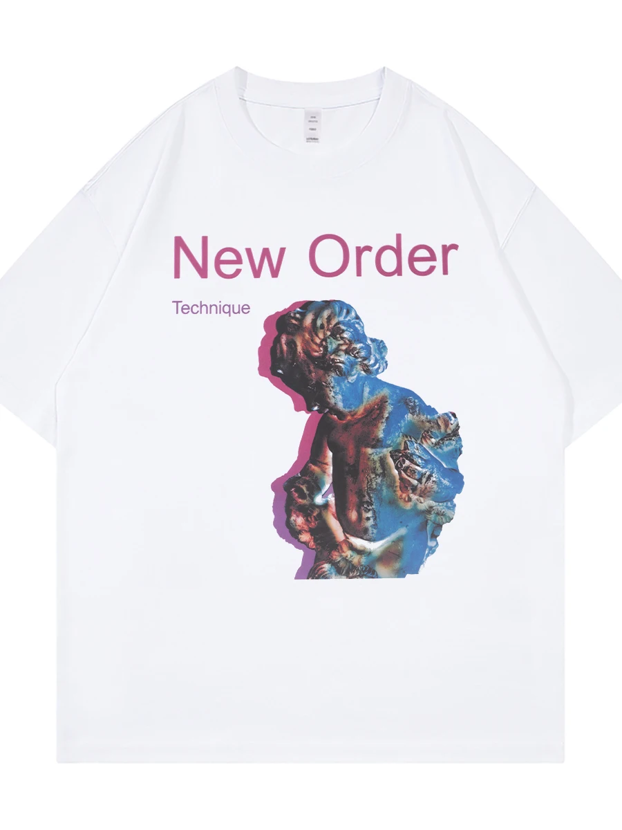 New Order バンドのレトロアメリカンスタイル Tシャツ【オーバーサイズ・ラウンドネック・ブラック】
