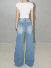 フレアデニムパンツ【中腰・ヴィンテージブルー・女性用】