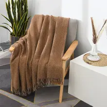 カフェ色のストライプデザインのボヘミアンスタイル装飾マルチカバー【ソファやベッド用・ホ  テルや民宿に最適】