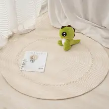 丸型ラグ かわいい スタイル 寝室 コットン糸 ベッドサイドマッ ト