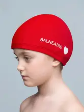 Balneaire 小さなハートデザインの子供用水泳キャップ【布製・締め付け感なし・ジュニア向け】