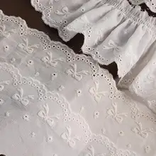 手作りDIYレース刺繍トリム用布【コットン・フリルデザイン・ドール衣装装飾用】