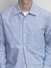 HMN Studio ストライプ柄 メンズシャツ【春秋用・フィット・長袖】